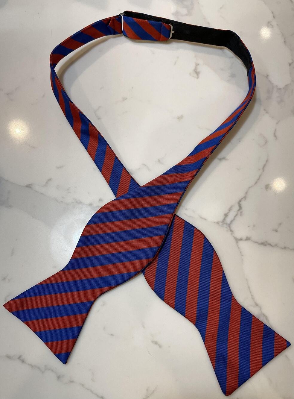 Mens Bow Tie Striped Red Blue Fabric Adjustable Formal Self-Tie Classic
